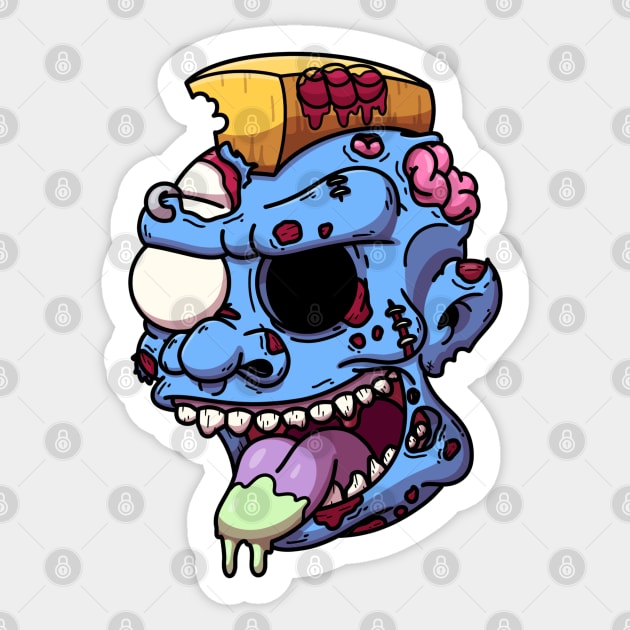 Cartoon Punk Rock Zombie Head Sticker by TheMaskedTooner